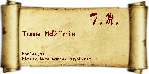 Tuma Mária névjegykártya